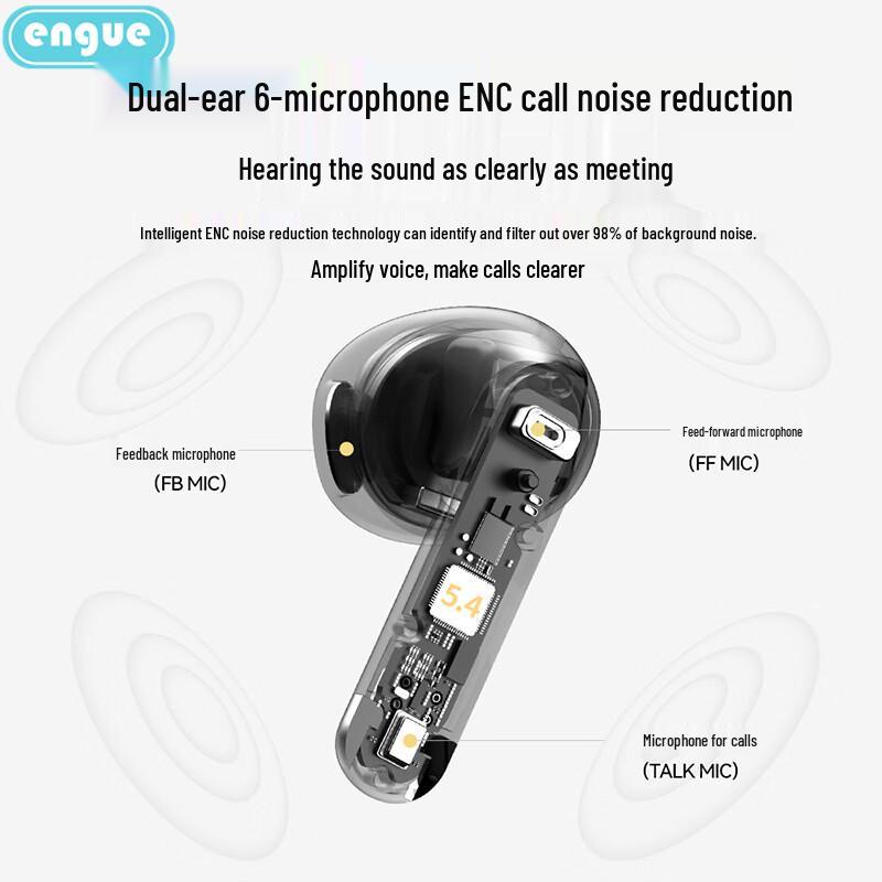 Engue EG-AP26 Active Noise Cancelling Semi In-ear Bluetooth Earbuds