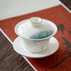 120/140ml Hand-painted Tea Tureen Fat Jade White Porcelain Gaiwan Household Ceramic Tea Infuser Traditional with Cover Teacup