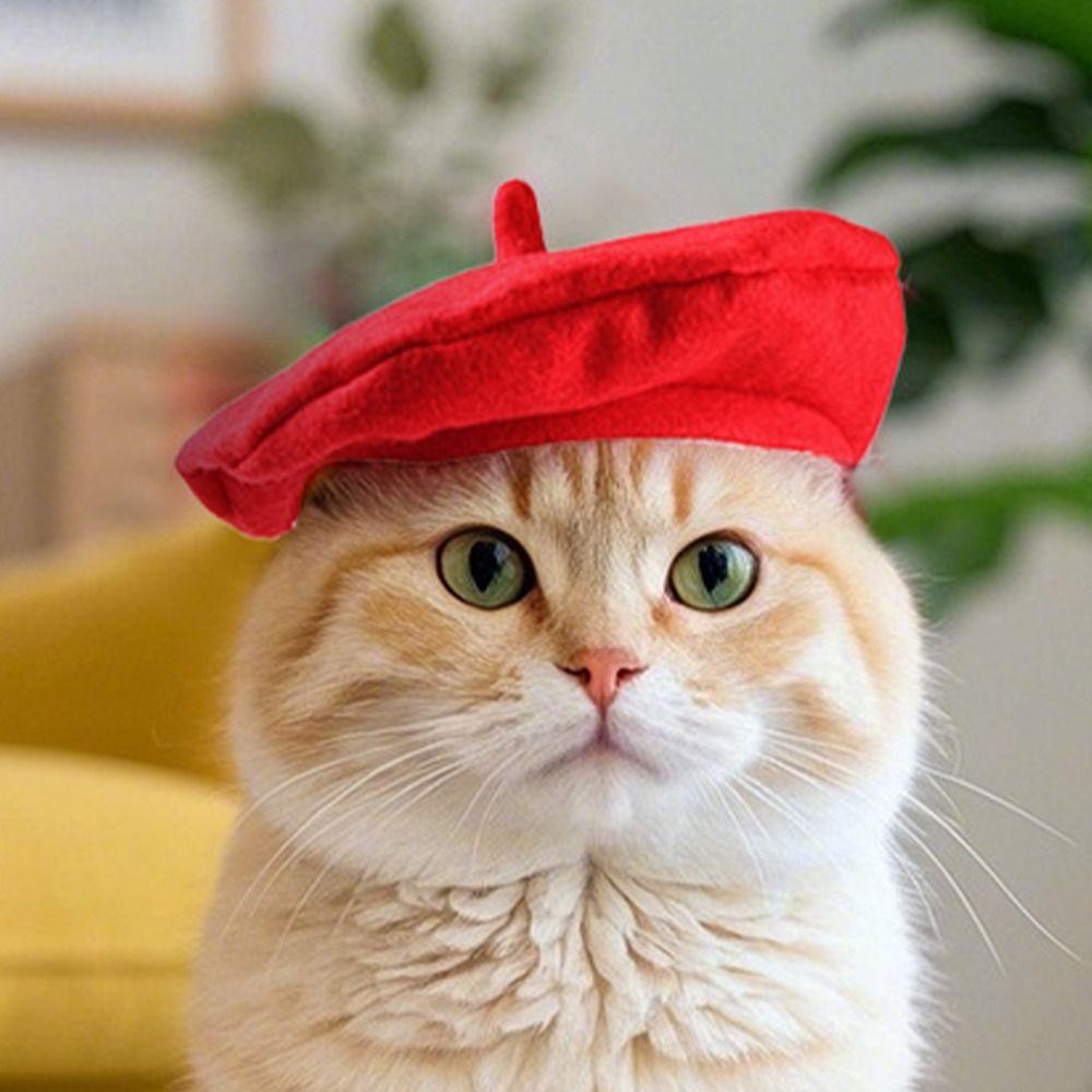 Red Black Cat Dog Caps Cute Pet Headwear Durable Cat Sunscreen Hat  Outdoor Indoor
