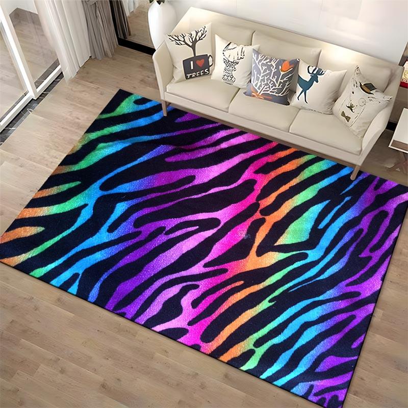 Colorful Zebra Stripes Pattern Carpet for Living Room or Bedroom Decor Suitable for use as an anti-slip for living room bedroom sofas