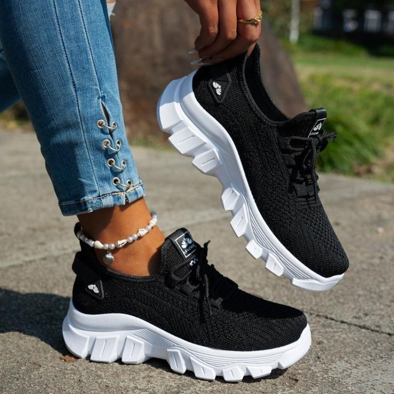 Sneakers Women's 2025 Summer Plus Size Fly Weave Breathable Running Shoes Soft Sole Casual Shoes Lace Up Light Women
