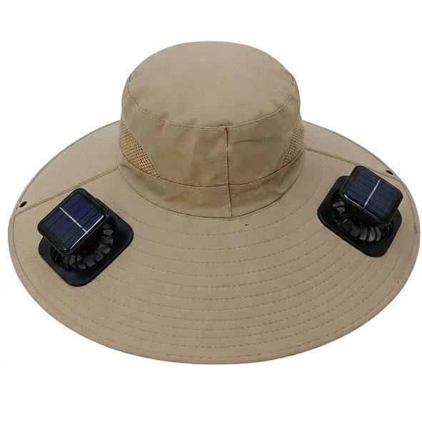 Solar-Powered Wide-Brim Hat with Fan & Face Shield for Outdoor Cycling, Fishing & Sun Protection