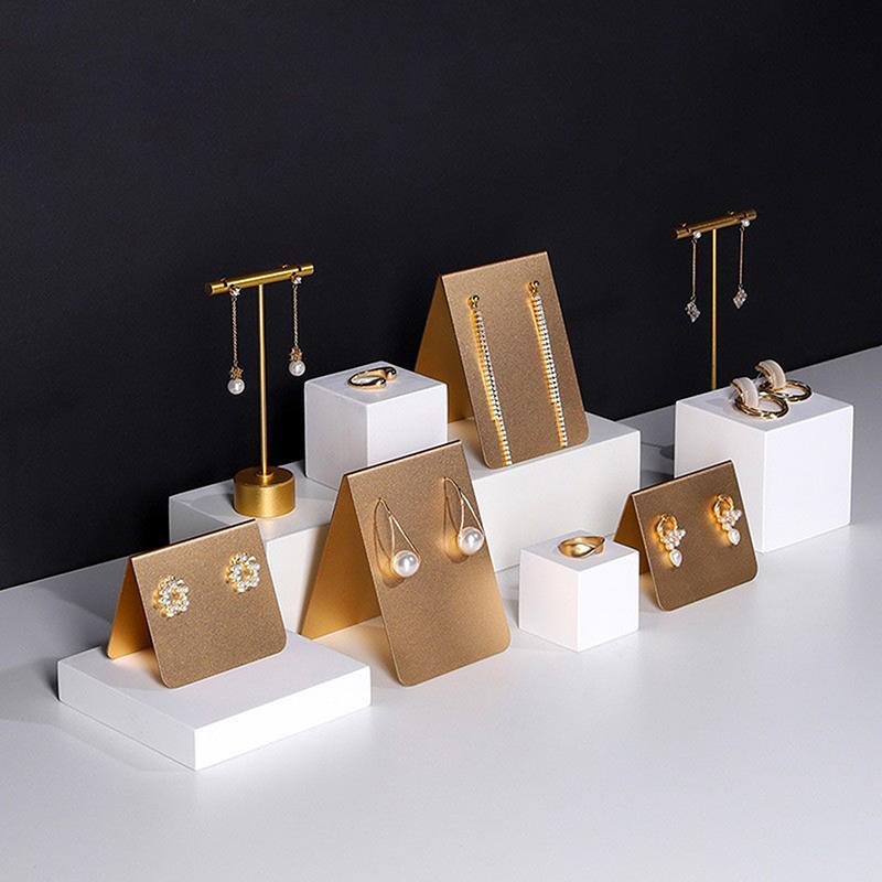 Metal Stud Dangle Earrings Display Rack T Bar Stand Jewelry Hanger Organizer Holder Eardrop Freestanding Shelf