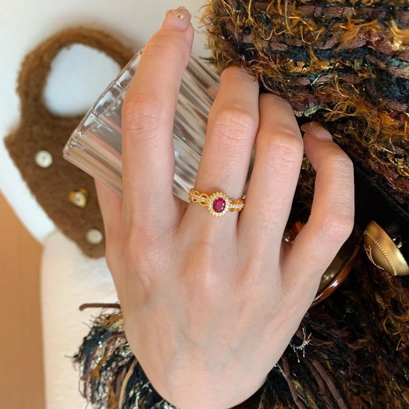 Ruby Ring Elegant For Women Featuring Unique Geometric Shape And Adjustable Open Style For 2024