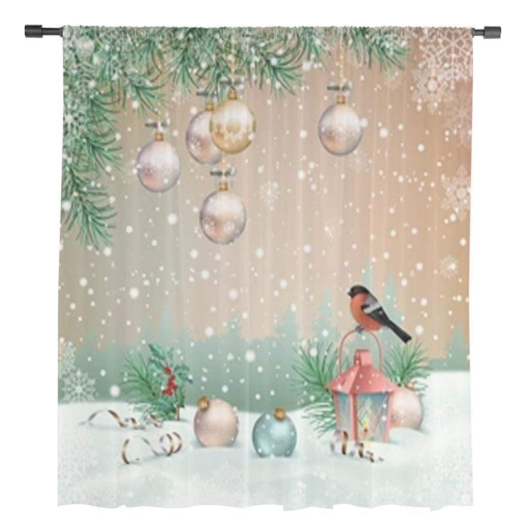 Świąteczny zimowy krajobraz z ptakiem przezroczyste zasłony do salonu balkon do sypialni przezroczyste rolety okienne zasłony kuchenne