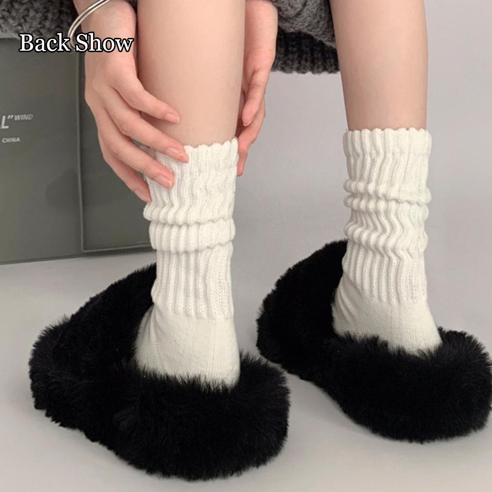 3 Pary Vintage Bawełnianych Skarpet, Damskie Skarpety Dzianinowe Skarpety Sportowe Grube Długie Skarpety Frotte, ze Skórzanymi Czółenkami Trampkami Butami na Deskę