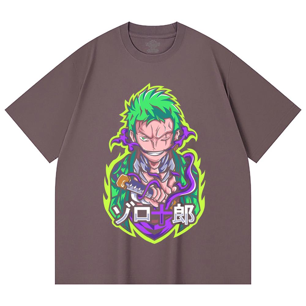 230 Gsm 100% Cotton One Piece V80 Zoro Print Unisex Heavy Cotton T Shirt