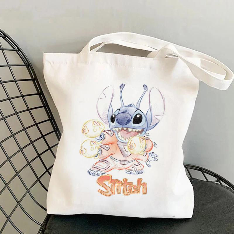 Lilo & Stitch Print Canvas Shoulder Backpack and Shopping Bag