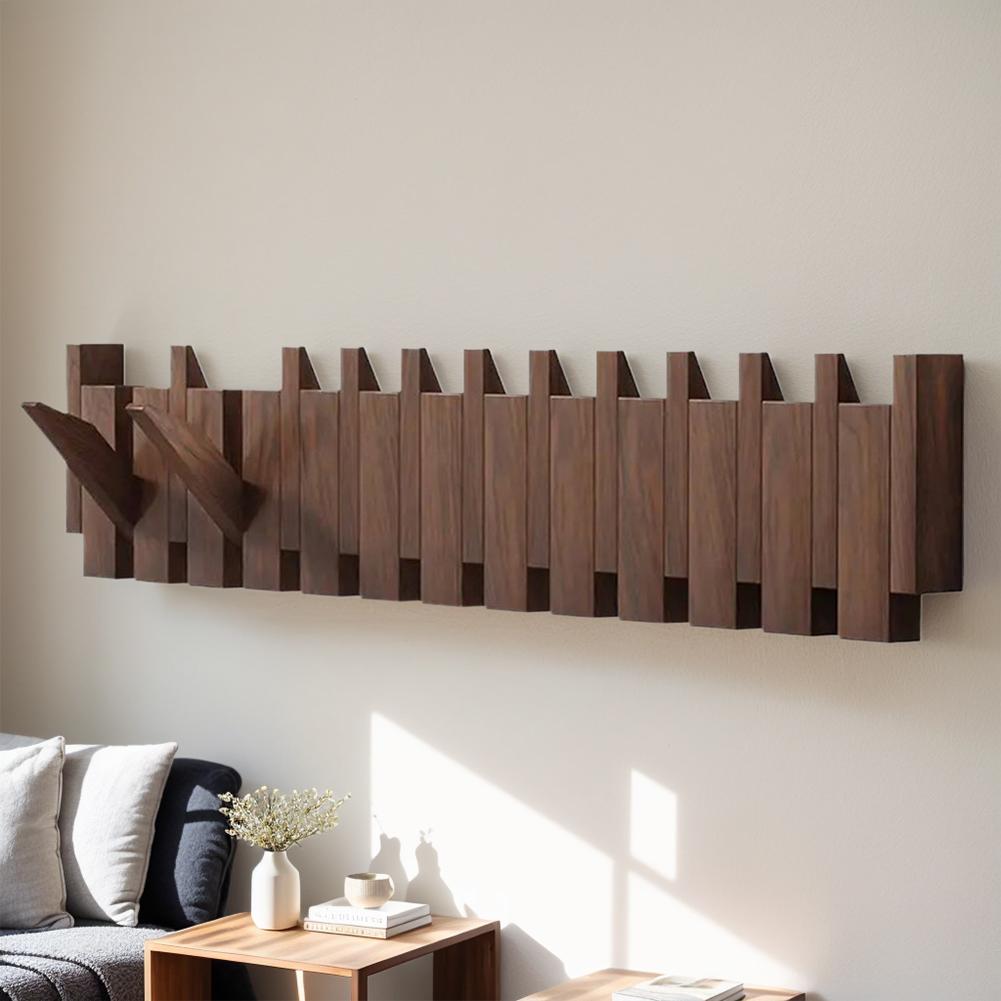 Wall Mounted Coat Rack Hooks Clothes Hangers Natural Wood Wall Mounted Piano Coat Rack for Closet Bedroom Entryway