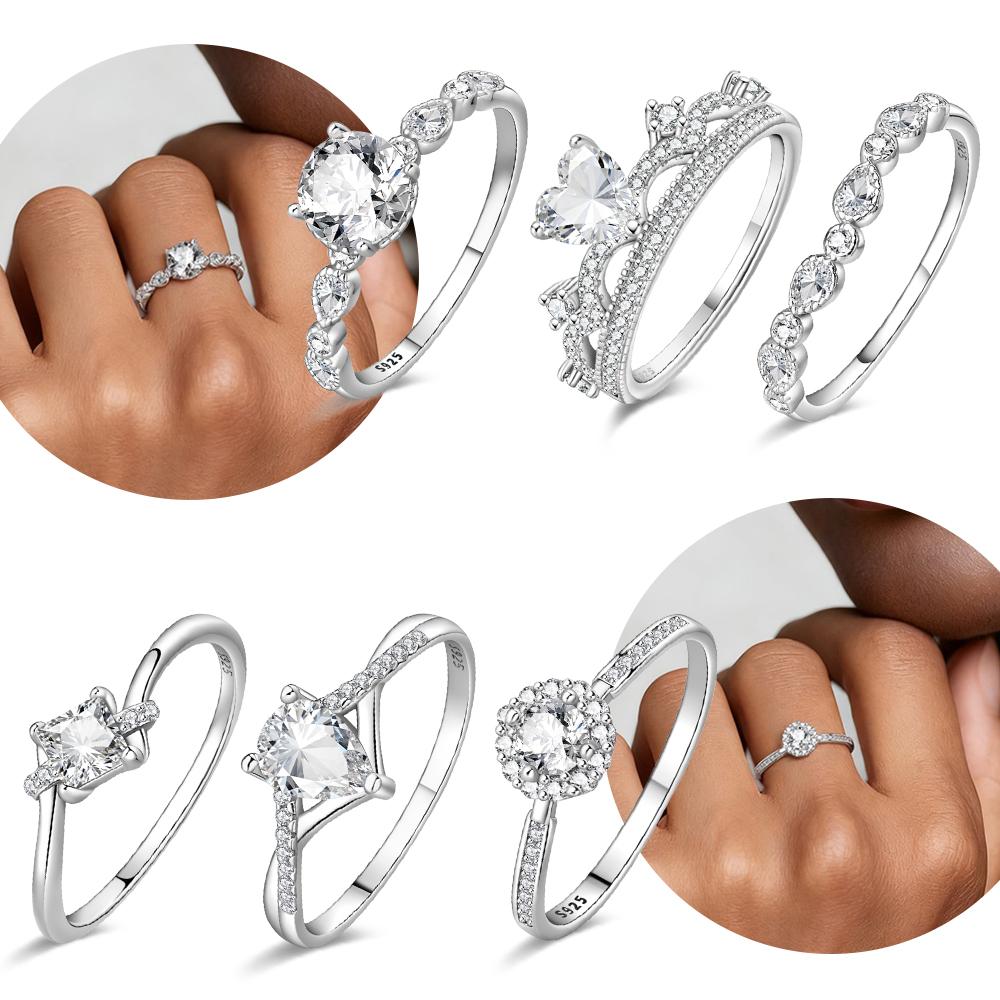 Authentic Ring copper White Heart Zircon Ring Exquisite Teardrop Womans Open Ring Anniversary Fine Gift Accessory