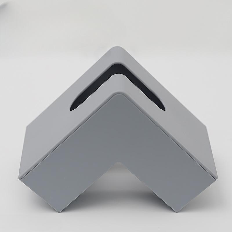 

L-shaped Right Angled Tissue Box with Two Sides for Home Restaurant Tabletop Creative Minimalist Style Paper Box Decoration сірий