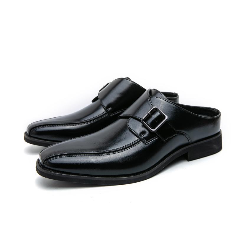 

Большие размеры 46, ленивые полузатянутые остроносые кожаные туфли мужские из мягкой кожи без каблуков, мужские туфли, британские дышащие мужские туфли Doudou 38