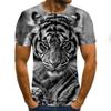 Summer Trendy Street Lion 3D Digital Printed T-shirt Casual Short Sleeve Shirt