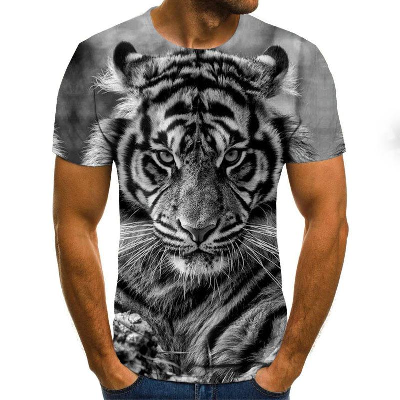 Summer Trendy Street Lion 3D Digital Printed T-shirt Casual Short Sleeve Shirt