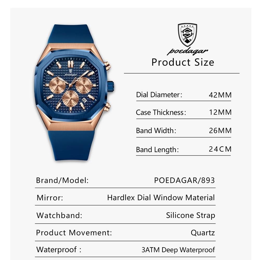 Ceas de Afaceri Pentru Bărbați Rezistent la Apă Luminos Cronograf Dată Ceas de Mână Bărbătesc Curea Silicon Cuarț Ceasuri pentru Bărbați