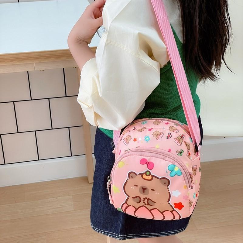Cartoon Printed Capybara Shoulder Bag Children Outdoor Leisure Bag Crossbody