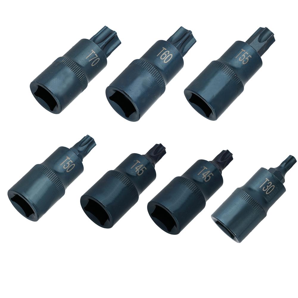 Torx Screwdriver Bit Tool 1/2inch Socket Bits Adapter T30 T40 T45 T50 T55 T60 T70 Hand Tool Drive Sockets Torx Socket