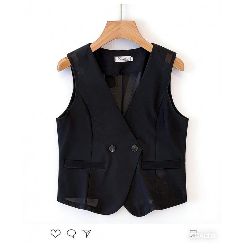

Women s 2026 Summer Fashion Slim Mesh Collar Vest Outerwear 2XL чорний