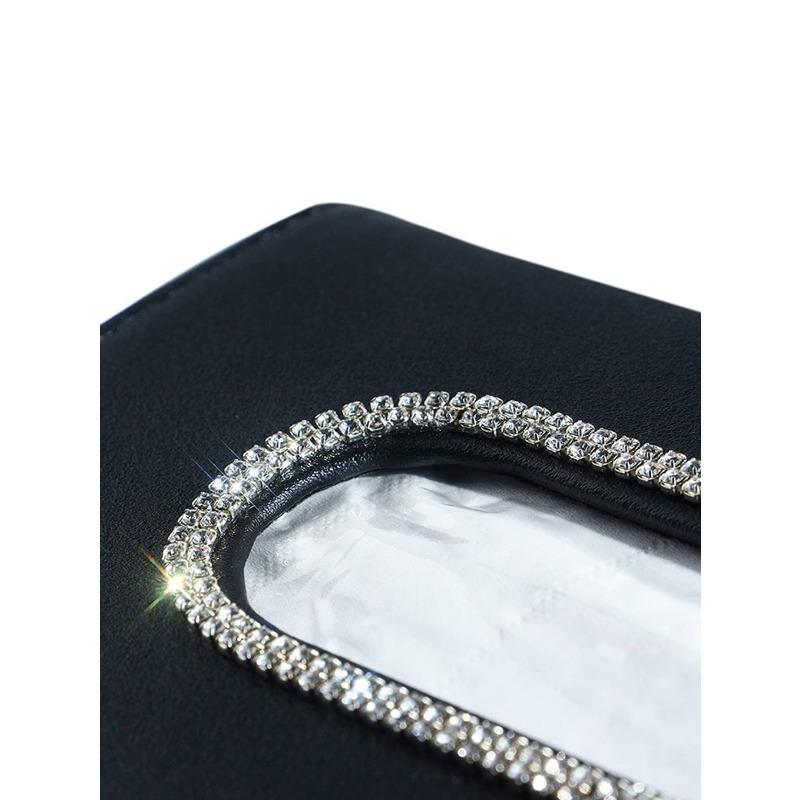 1pc Rhinestone Decor Car Sun Visor Tissue Box