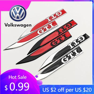 2026 Hot For Volkswagen VW 2Pcs Metal Car Sticker Logo GTI Side Fender Bumper Strip Badge Emblem For Volkswagen VW GTI Golf 4 5