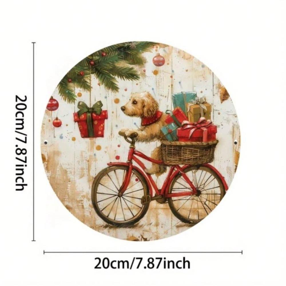 Vintage Cycling Dog Metal Tin Sign Wall Art Rustic Farmhouse Decor