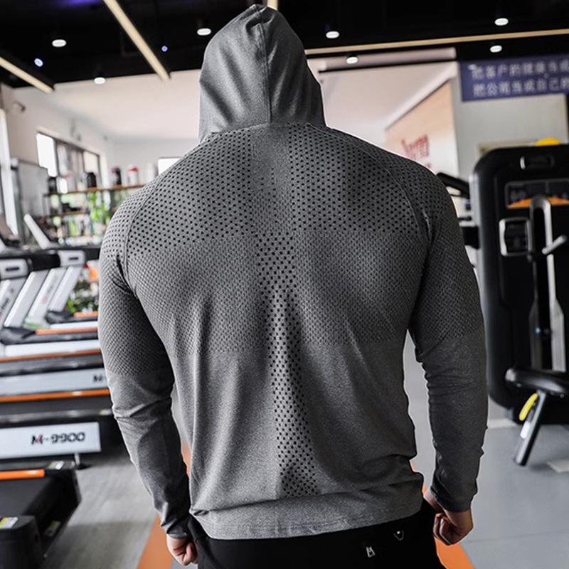 Men's Quick-Dry Hooded Training Suit - Long Sleeve Track & Field Running T-Shirt