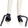 1pair Women Punk Mittens Rivet Ribbons Streetwear Sleeves Half Finger Sleeve for Riding and Music Festivals