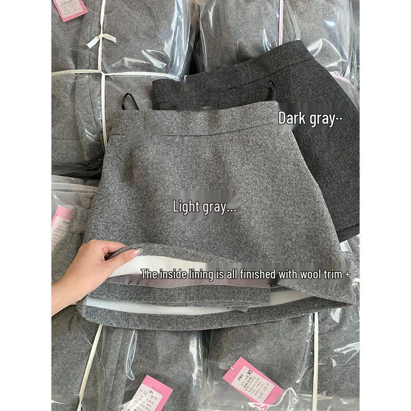 

Юбка миди А-силуэта из высококачественной серой шерстяной смеси в корейском стиле для женщин - Осень/Зима 2024, приталенная высокая талия. XL (125-140 lbs)