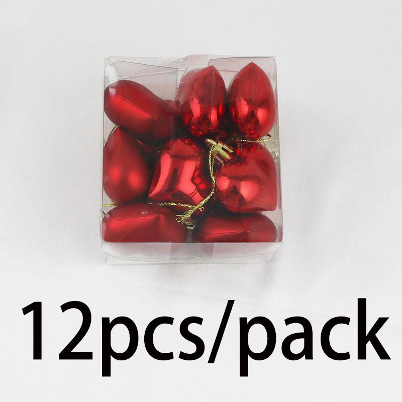 (12pcs/pack)5cm Christmas Tree Pendant Electroplated Heart Xmas Ball Pendant Plastic Matte Mix Decoration Accessories Party