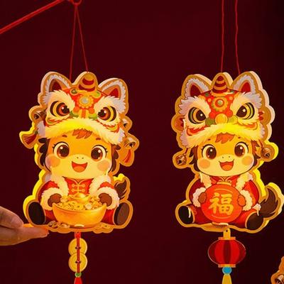 Cartoon 2026 Horse Year Lantern Traditional Handmade New Year Lantern Portable Festive Chinese Paper Lantern Lunar New Year