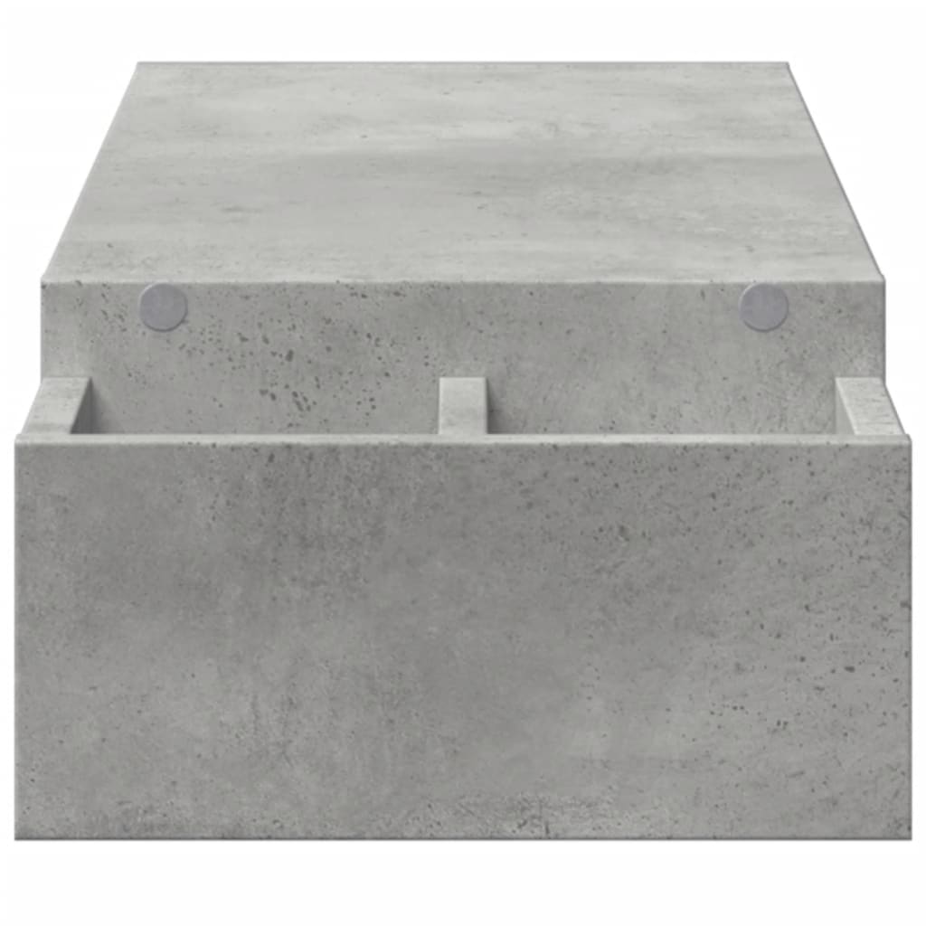Monitor Stand with Storage Space Concrete Grey 100 X 27 X 15 Cm Particleboard
