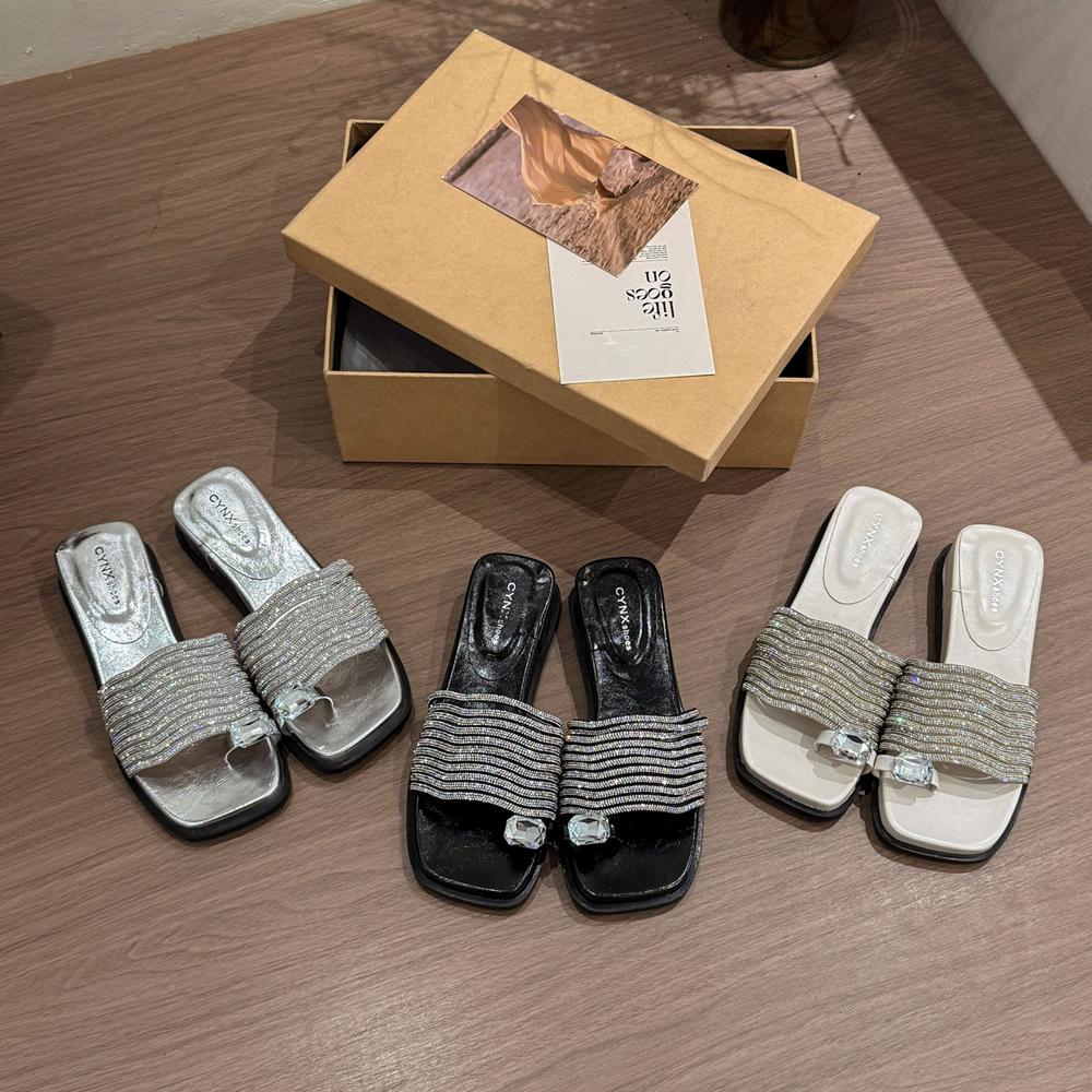 Slippers Women Summer Slides Fashion Shoes Rubber Flip Flops Heeled Mules Pantofle Luxury Soft Hawaiian High Glitter 2025