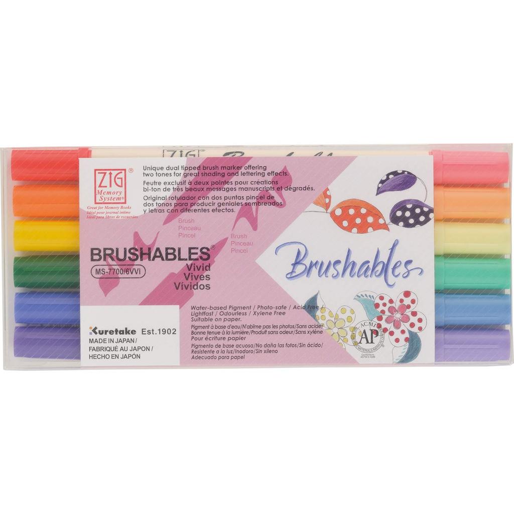 Kuretake Pen ZIG MS Brushables Vivid Water-Based MS-7700/6VVI