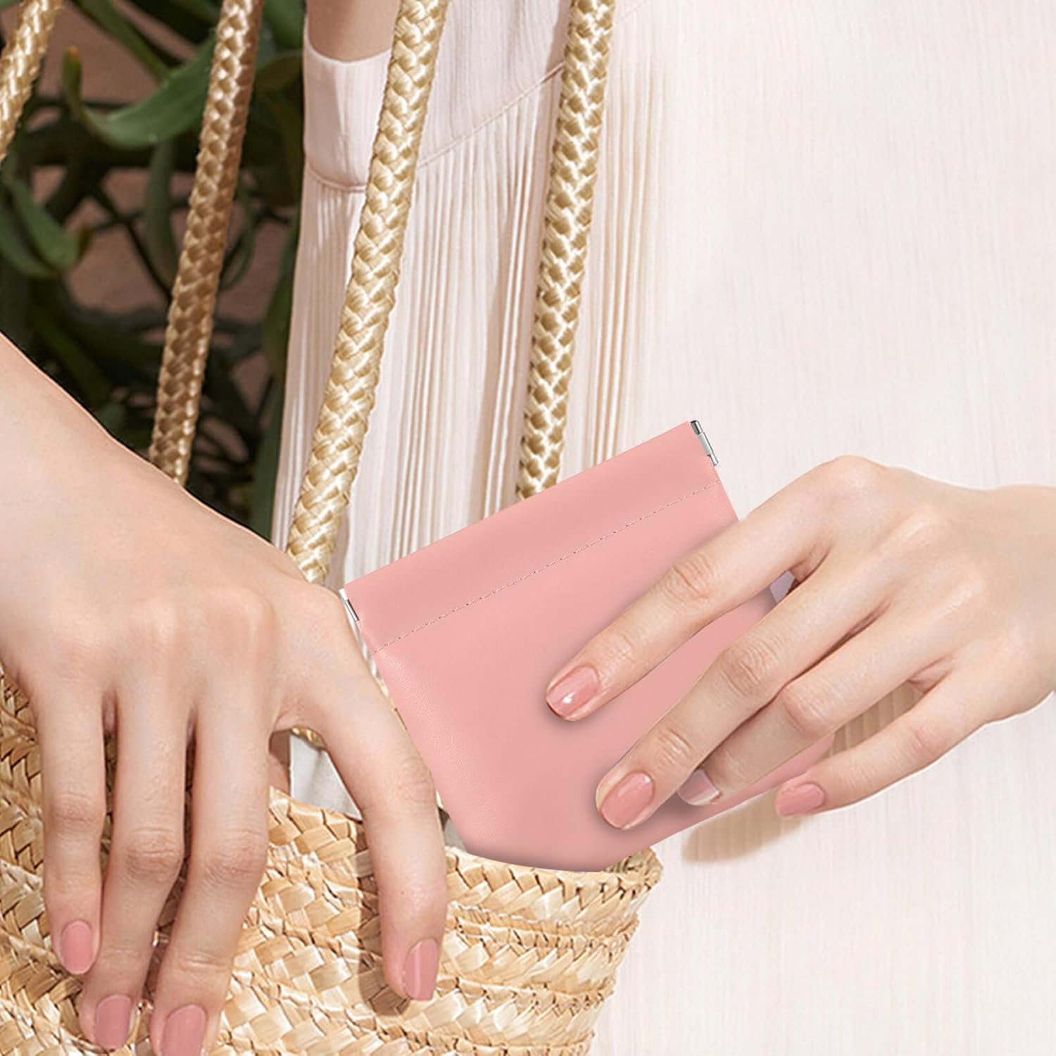 HEALLILY 10 шт. Карманные косметички из кожи без молнии, самозакрывающиеся, маленькие кошельки-косметички для путешествий, помад, наушников, косметики, монет,