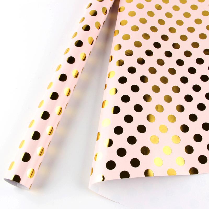 

3M/Рулон Оберточная бумага Водонепроницаемая Точка Праздники Красочный Горошек DIY Подарочная упаковка Мелованная бумага 43x300СМ розовый/золотой