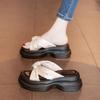 Beautiful heightening thick-bottomed cool slippers for women's summer outer wear high-end new models go out to the beach beach slope slippers