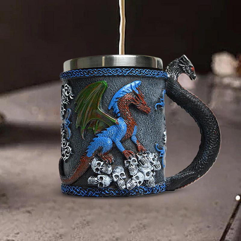 Mug Médiéval Tasse Dragon 3D Mug de Camping Décoration de Maison Fournitures pour Fêtes Thématiques Vaisselle Médiévale Pour Café Thé Lait Boisson