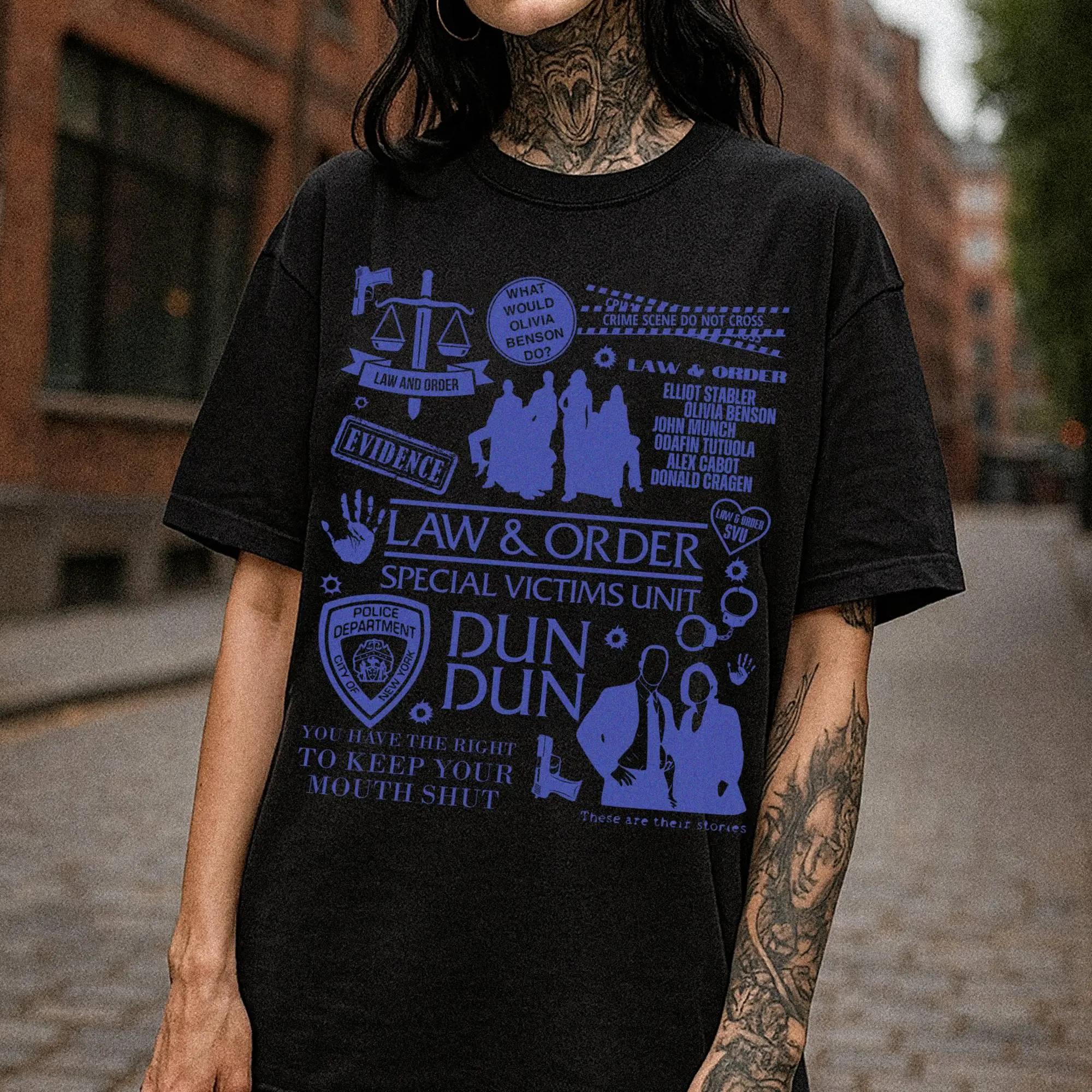 

Law Order Printed Womens Tshirt SpringSummer Fashion Trend Pure Cotton Top Neutral Short Sleeve Tshirt 4XL