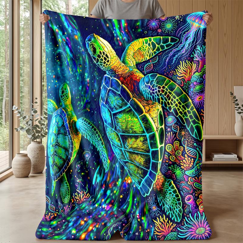 Underwater Coral Reef Scene 3 Theme Blanket Lightweight Warm Flannel Blanket Decorative Throw Blanket for Home Decoration