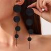 Fashion Gold Color Circular Pendant Earrings for Women Exaggerated Metal Long Tassel Round Geometric Earrings Jewelry Gifts