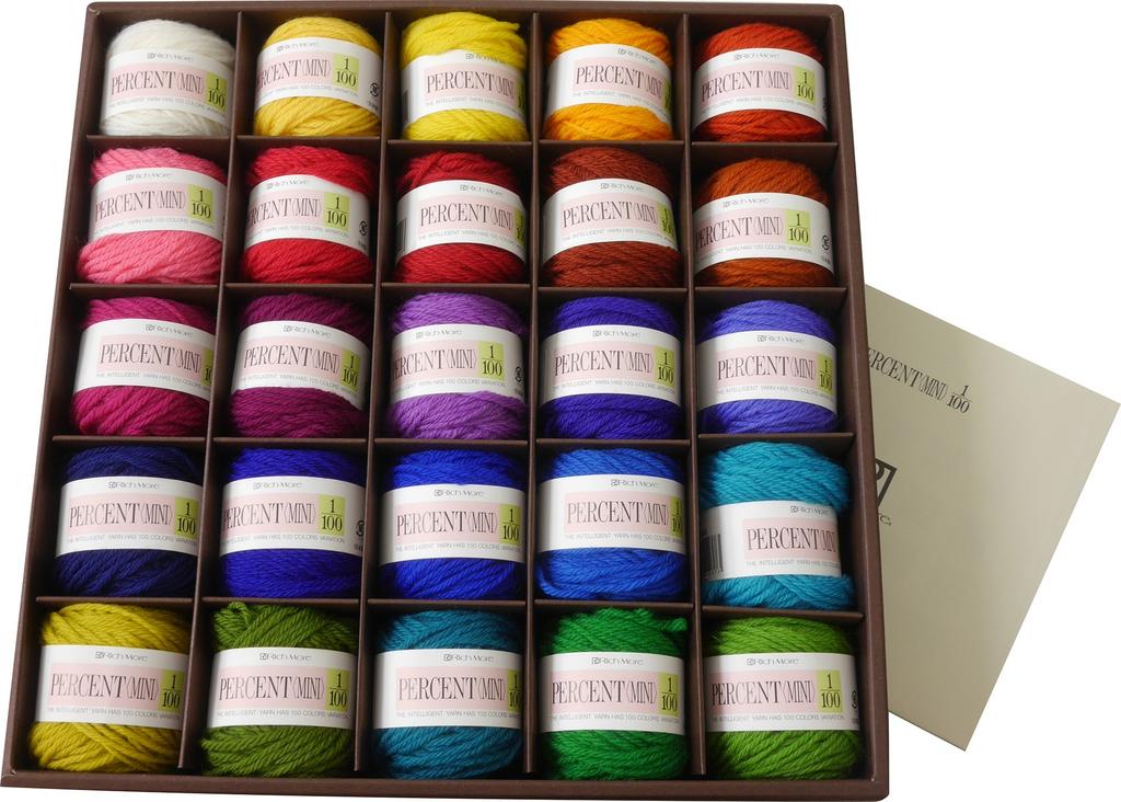Hamanaka Richmore Yarn Assortment, Percent Mini, 1/100, 10g Roll, 25 Colors, H620-024