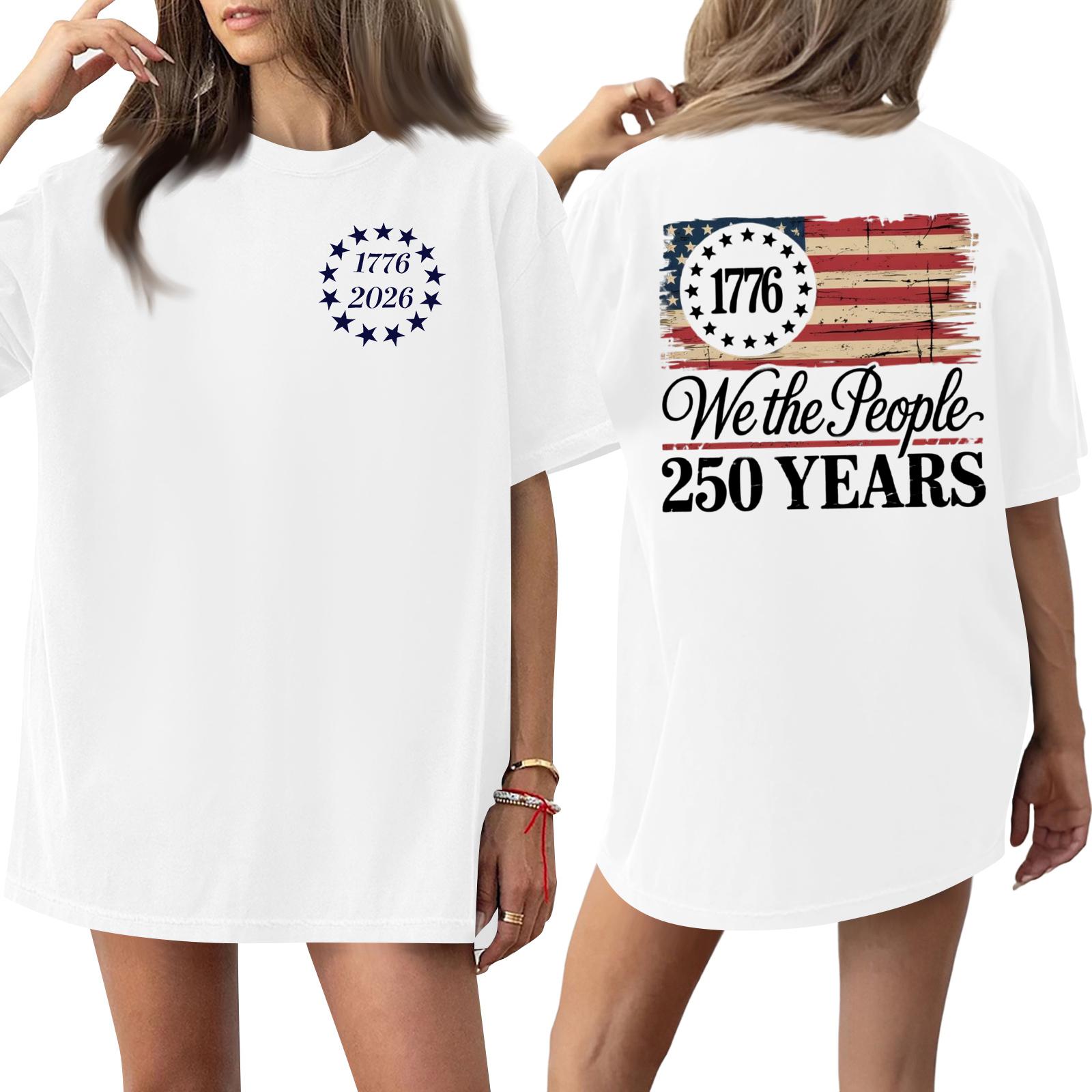 

Women s Casual Fashion Round Neck 0th Anniversary Print Short-Sleeve T-Shirt Top XL білий