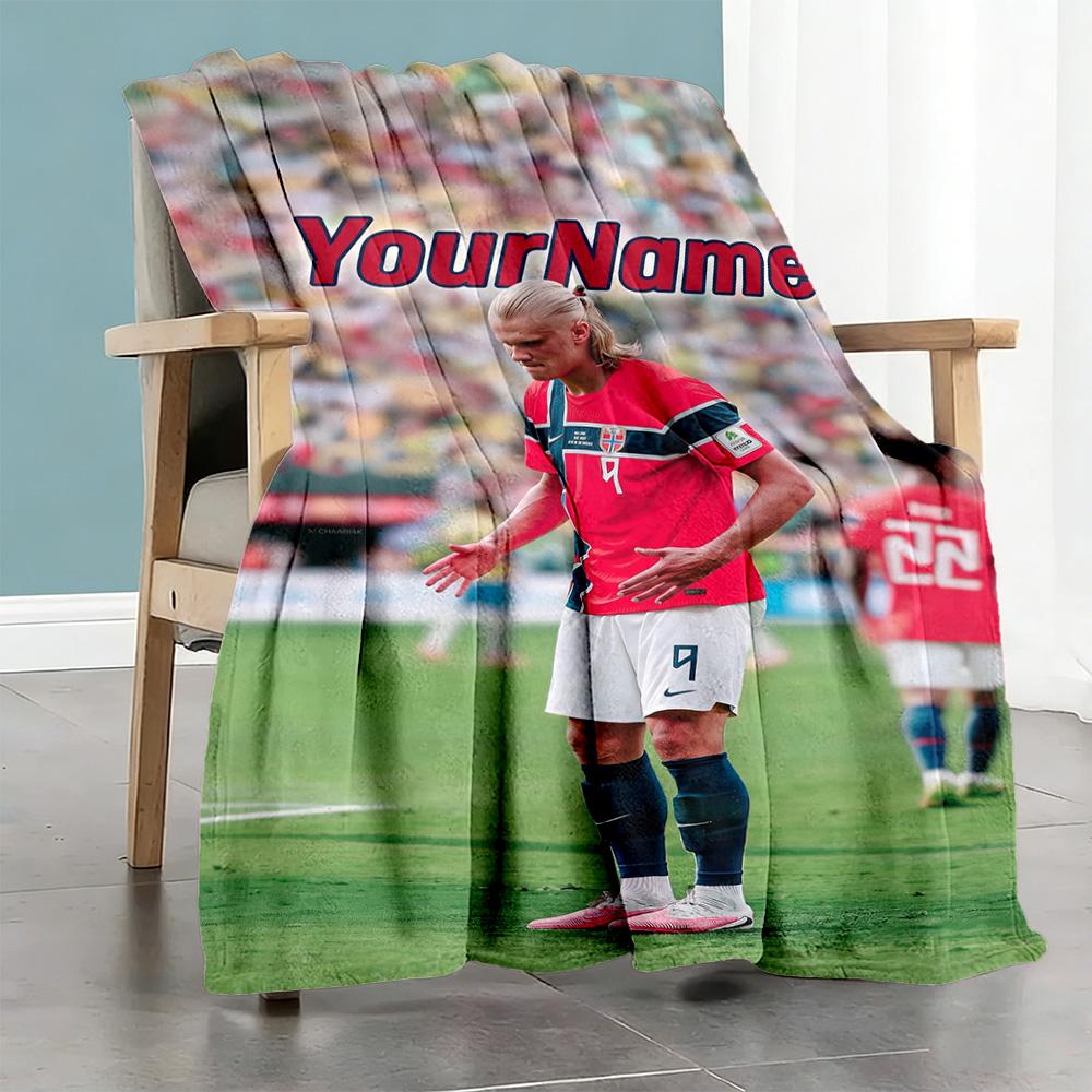 Haaland 72 Personalized Name Blanket Lightweight Personalized Blanket Comfortable Throw For Picnics Living Room Bed Sofa All-Season Use