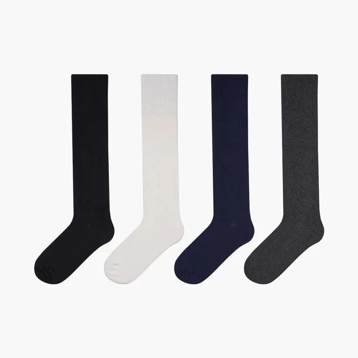 Long Plain Elastic Knee Socks_4 Colors