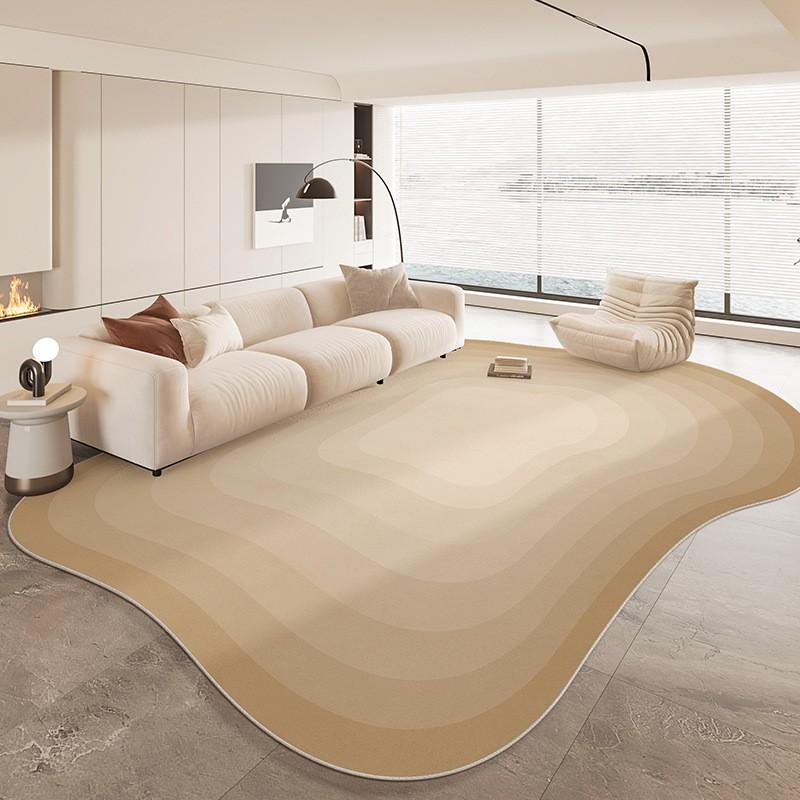 Modern Abstract Irregular Shape Area Rug Living Room Bedroom Non-Slip Washable Floor Mat Minimalist Cream Style