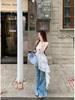 Women's Korean Polka Dot Ruffle Spaghetti Strap Dress - 2025 Autumn Seaside Vacation Style