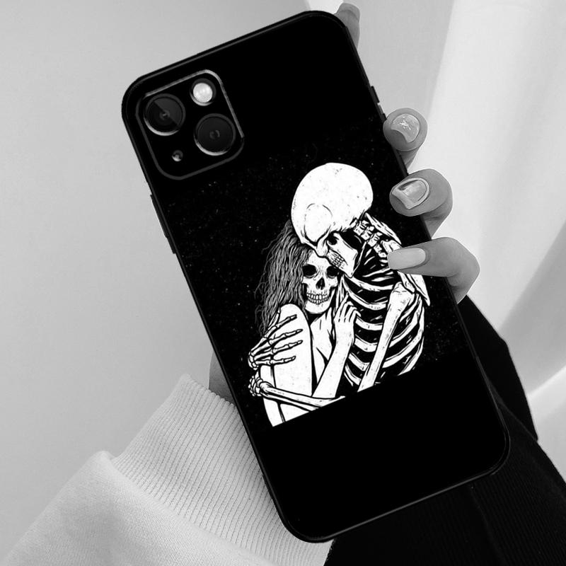 Skeleton Skull Kiss Phone Case For iPhone 17 Pro Max 14 13 12 11 15 16 Pro Max Mini 15 16 Plus 16e 17 Air Cover