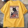 More Espresso Less Depresso Humorous T-Shirt Women Black Cat Coffee T Shirt Y2k Summer Women Short Sleeve Tee