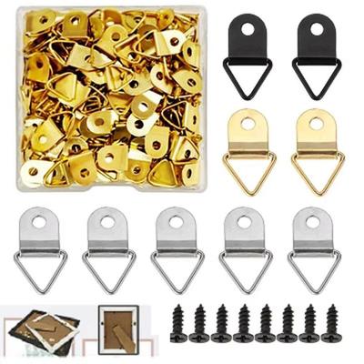 100Pcs with Screws Triangle Hanging Ring Single Hole Half Circle Ring  Mirror Hanging