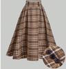 Plus Size Vintage Artistic Brushed Plaid Versatile A-Line Half-length Skirt